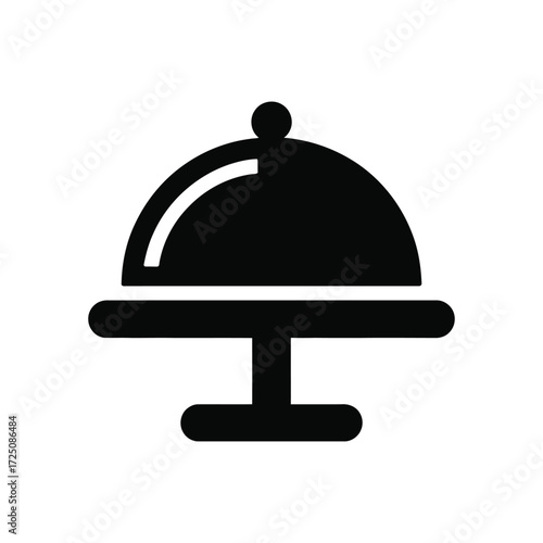 Black Cloche Server Icon on White Background Restaurant, Meal Presentation, And Catering