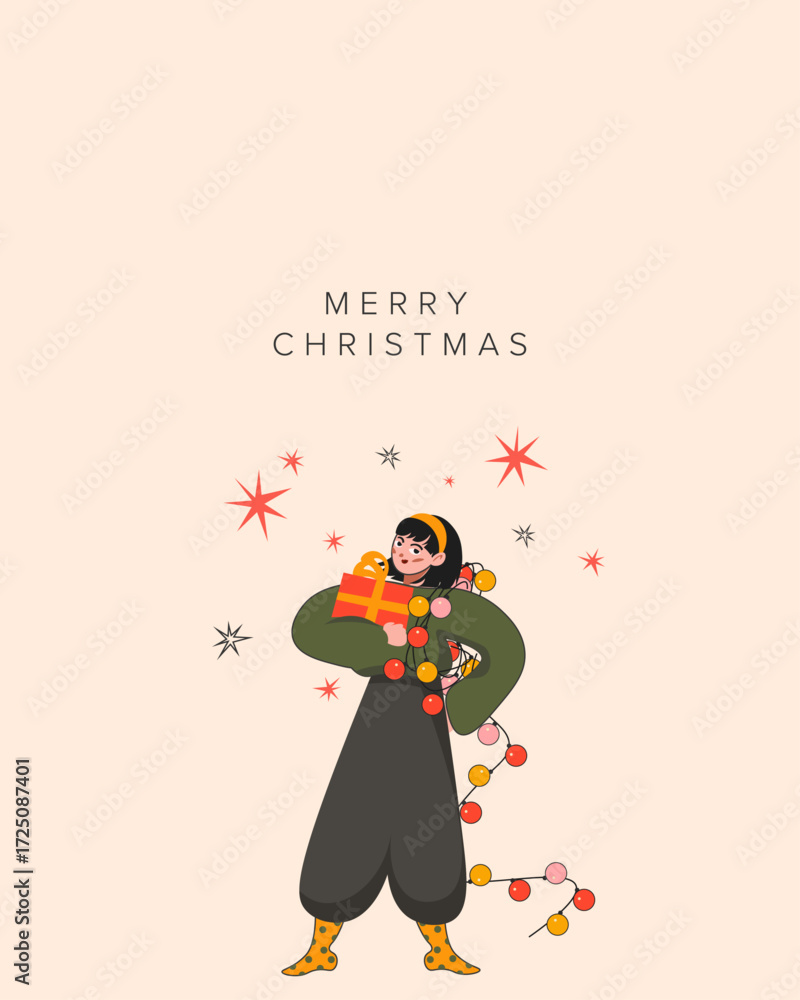 Naklejka premium Merry Christmas cover, New Year's card
