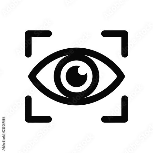 Black Eye Icon in Square Focus Frame Isolated on White Background Illustration