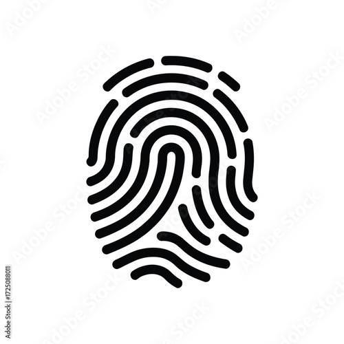 Black Fingerprint Icon on White Background Security, Identification, and Technology Symbol