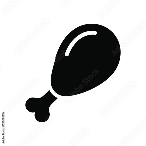 Black Icon Depicting a Single Piece of Fried Chicken on White Background