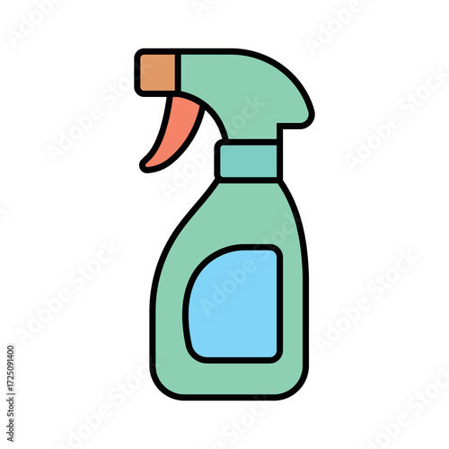
An illustration of a colored cleaning product icon on a white background