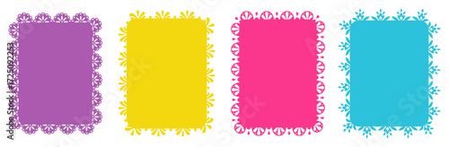 Traditional Mexican Pattern Frame Collection – Decorative Folk Floral Ornament Design Template