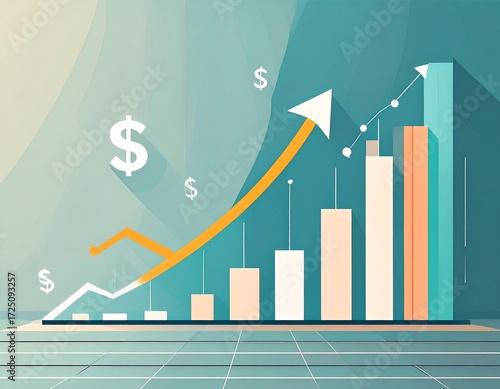 Graphic demonstrating an upward financial trend