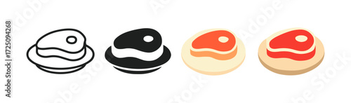 Creative meat steak designs in simple and flat styles
