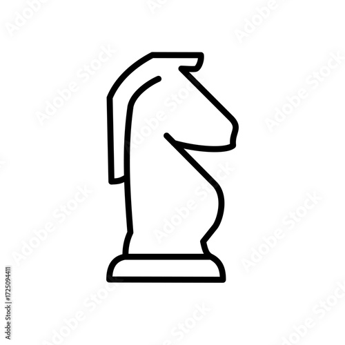 Outline chess knight piece vector, symbolizing tactics, intelligence, and strategic planning