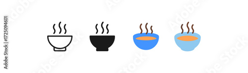 Minimalist icon set of coffee cups in various styles