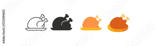Roast chicken: evolution from outline to colorful 3d plate design