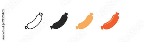 Minimalist sausage icons in black and color variations