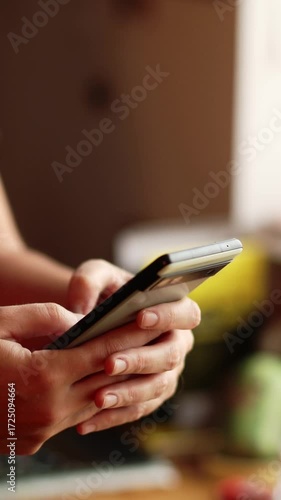 Fast Typing on a Phone. Quick Message. Close-up of Fast Typing on a Smartphone. Fast Texting. Dynamic Phone Use