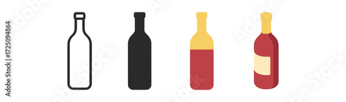 Minimalist bottle designs in flat and silhouette styles