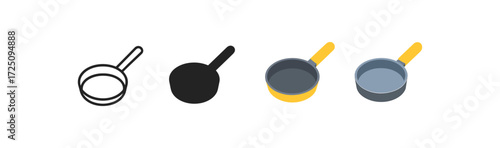 Pan design evolution: outline, silhouette, flat, and detailed views