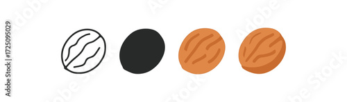 Visual evolution of walnuts: from outline to filled styles in three steps