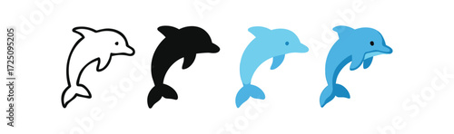 Evolution of dolphin design in minimalist and flat styles