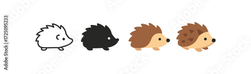 Cute hedgehog icons in different styles for creative projects