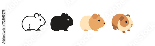Evolution of guinea pig: linear to gradient styles showcasing minimalist design