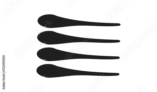 Four black silhouettes of spoons arranged in a row