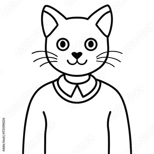 Vector art of anthropomorphic cat wearing a sweater