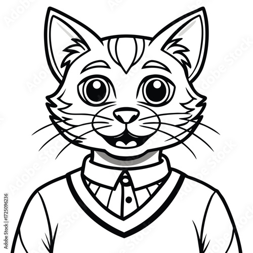 Vector art of anthropomorphic cat wearing a shirt illustration