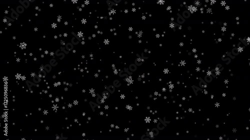 Winter snow - falling snowflakes animation, seamless loop. Alpha channel
