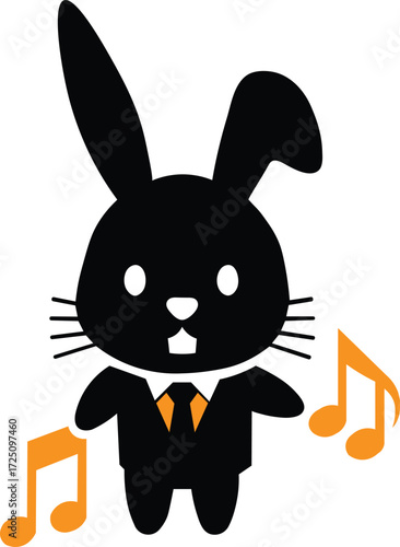 Singing Rabbit in Suit Cute Cartoon Illustration