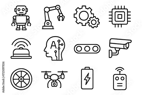 Linear technology icons highlighting robotics, ai, and automation