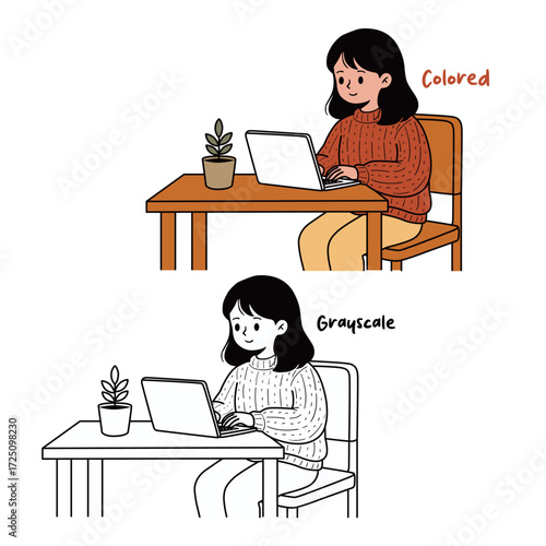 A Girl Working on Laptop