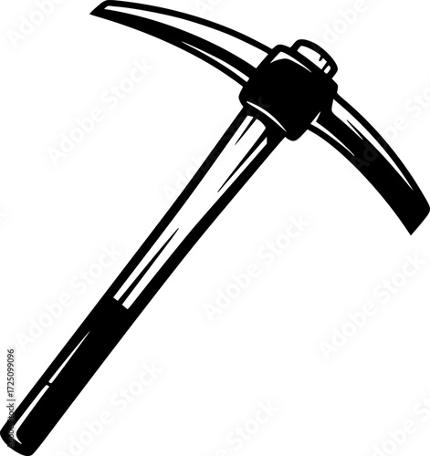 A black and white vector illustration of a pickaxe