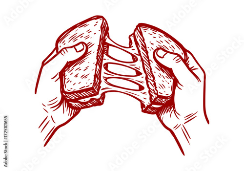 Sandwich hand drawn sketch vector illustration