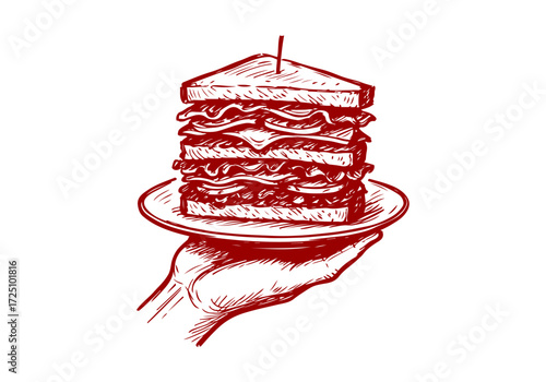 Sandwich hand drawn sketch vector illustration