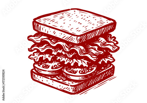 Sandwich hand drawn sketch vector illustration
