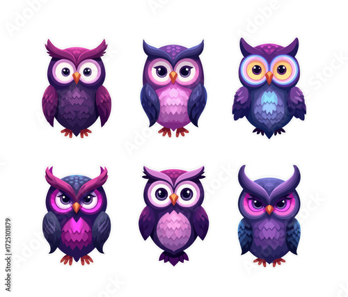 Wallpaper Mural owl stickers set vector files Torontodigital.ca