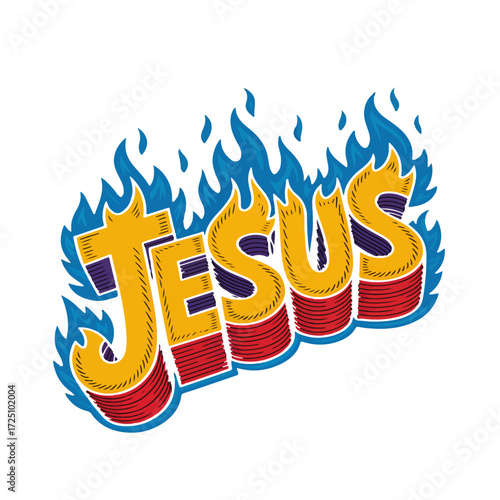 Fiery Divine Symbol of Jesus Christ Illuminating the Spiritual Path