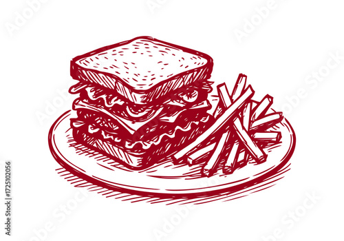 Sandwich hand drawn sketch vector illustration