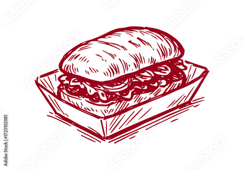 Sandwich hand drawn sketch vector illustration