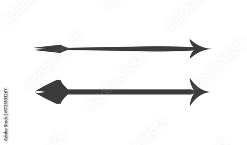 Two dark silhouette arrows pointing in opposite directions on a white background