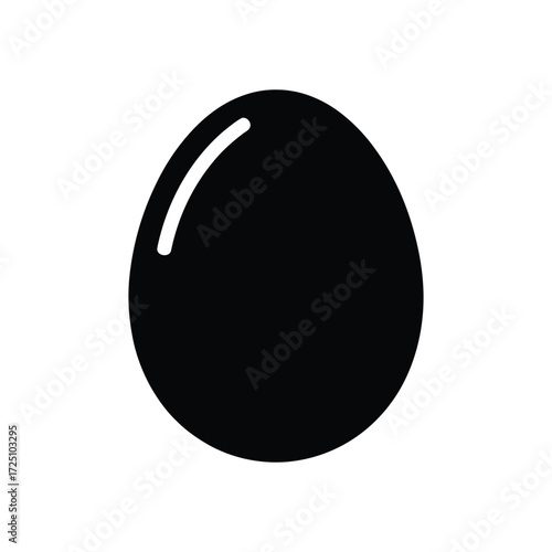 Simple Black Egg Icon on White Background, Minimalist Easter Design Element