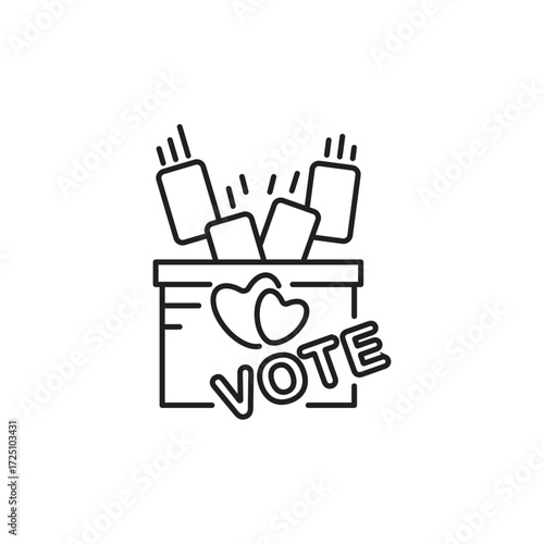 Voting icon, Ballot box Symbol Outline icon Transparent background Editable Stroke