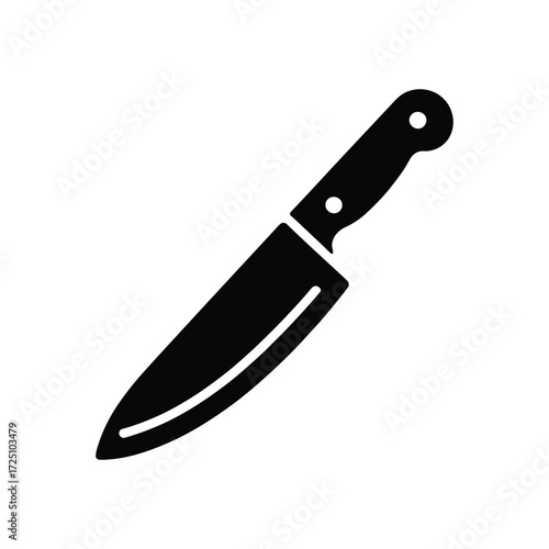 Simple Black Kitchen Knife Icon On White Background Perfect For Culinary Use