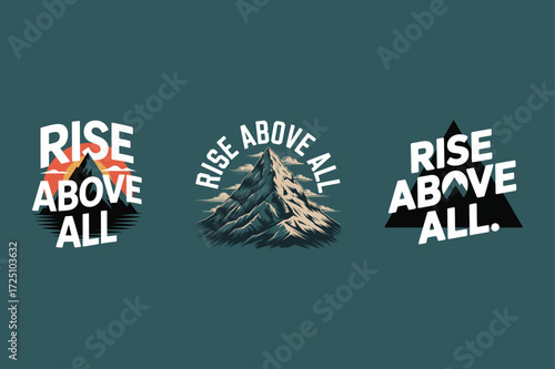 Mountain peak sunrise text design vector