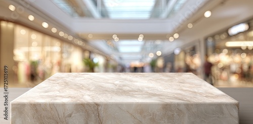 Light beige marble table top in a mall