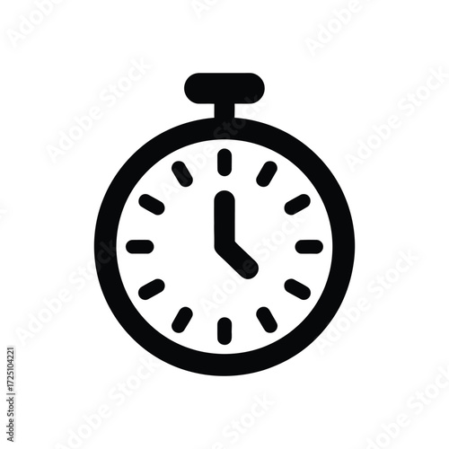 Stopwatch Icon Simple Black Chronometer Illustration On White Background For Business and Productivity