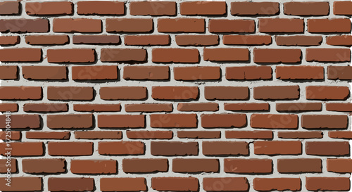 A closeup of a brick wall with red bricks and gray mortar, creating a textured background