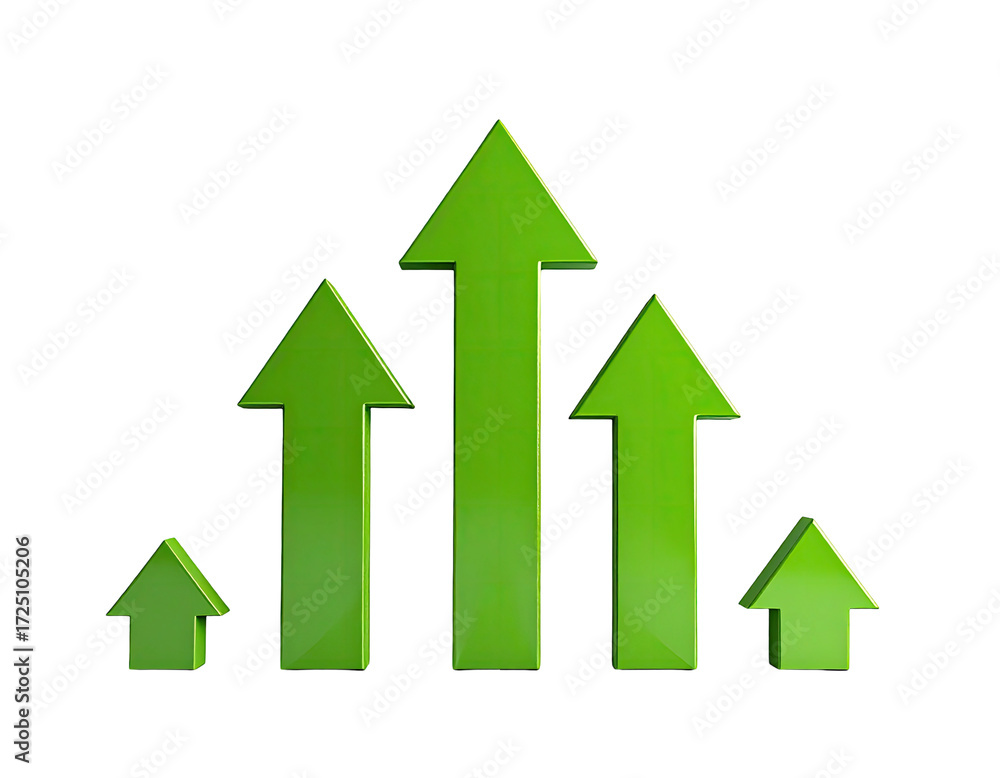 custom made wallpaper toronto digitalThree dimensional, vibrant green upward arrows, cascading in size, on a black background