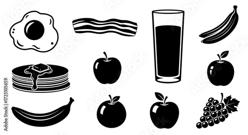 Breakfast food icons, vector illustration