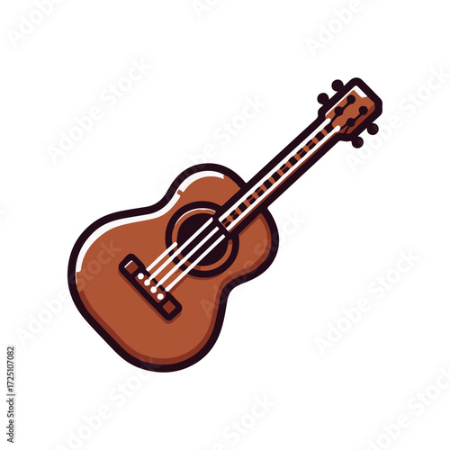 A beautifully illustrated acoustic guitar resting on a white background, ideal for music-themed designs