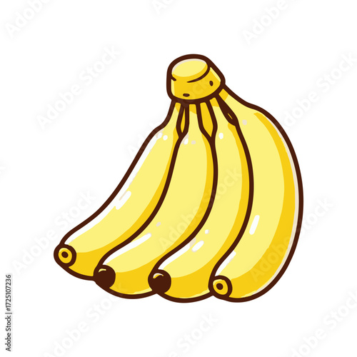 A bunch of ripe yellow bananas arranged attractively on a white background, ideal for food-related content