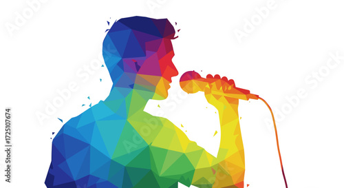 Colorful silhouette of a singer
