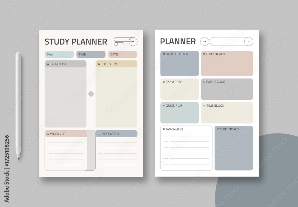 Study Planner Template Layout Stock Template | Adobe Stock