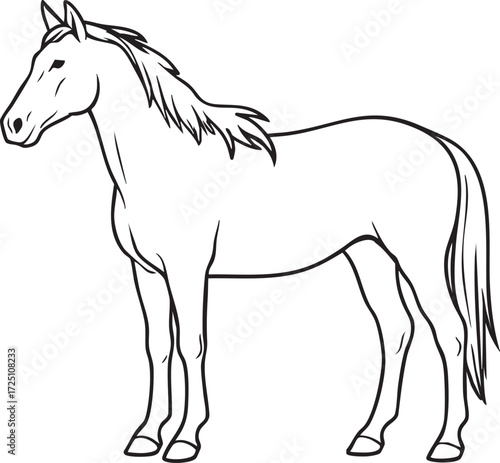 線画のリアルな馬のベクターイラスト素材